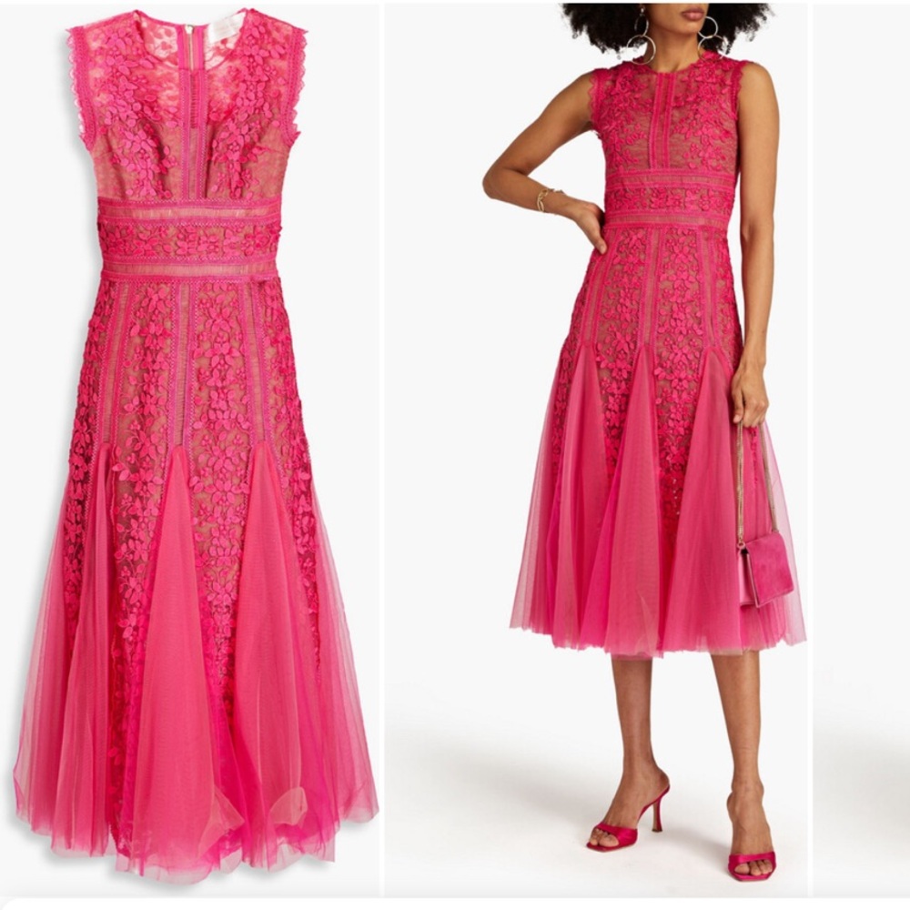 Bronx and banco Midi Dress in Embroidered Mesh